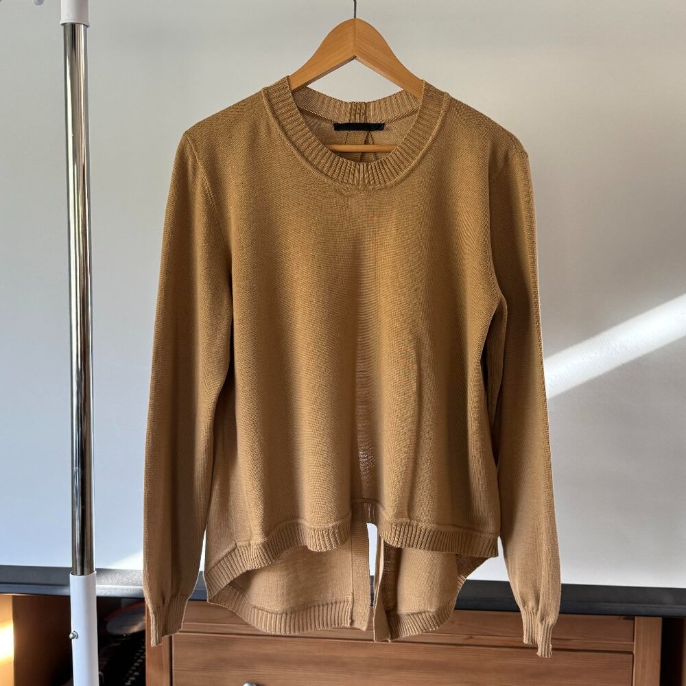 Jenni Kayne Dark Camel Split Back Sweater